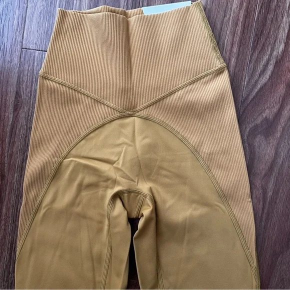 Offline by Aerie Ribbed Hi-rise Leggings Sz XS Marigold Mustard Brown - Picture 5 of 5